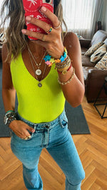 Lime 120 Knit V Tank Top